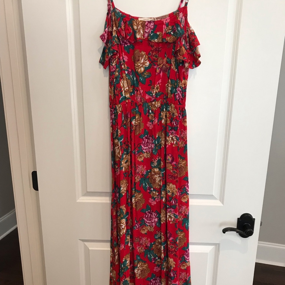 NWOT Easel Red Floral Maxi